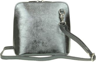 Girly HandBags Womens Metallic Genuine Leather Cross Body Shoulder Bag - Pewter