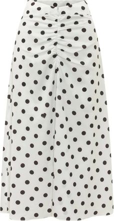 Fiorucci Polka Dot Gathered Midi Rok - Dames - Midirokken - Wit - M - Leer - Rokken