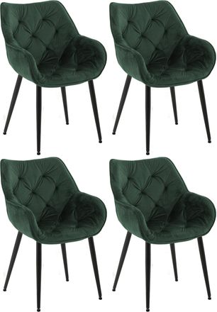 Clp Set De 4 Sillas Tanna De Sal&oacute;n En Terciopelo Verde