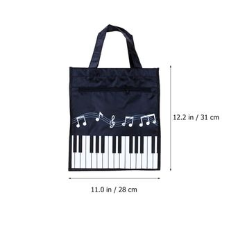 OSALADI Creative Musical Note Pattern Large Tote Bag 31X28X12Cm, Non-Woven Fabric Reusable Shopping and School Shoulder Bag for Students and Travel, Black
