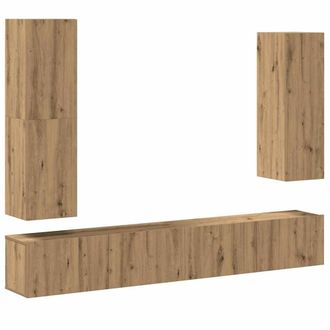 Berkfield Home 4 Piece TV Cabinet Set Wall-mounted Artisan Oak Engineered Wood in Brown