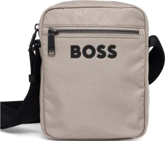 BOSS textured zip-up shoulder bag - Neutrals
