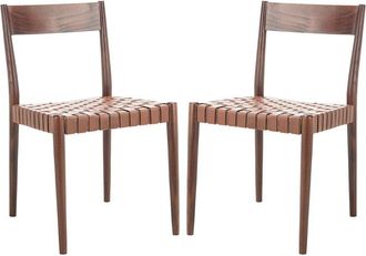 Safavieh Set Of 2 Eluned Leather Dining Chairs