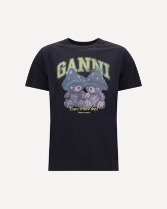 Ganni T-shirt in cotone Mushroom Teddy Woman XS