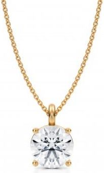 Allurez Round Lab Diamond 4-Prong Necklace 14K Yellow Gold (2.50ct)