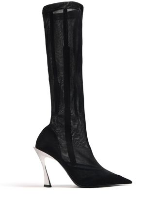 MUGLER Fang 95mm mesh boots - Black