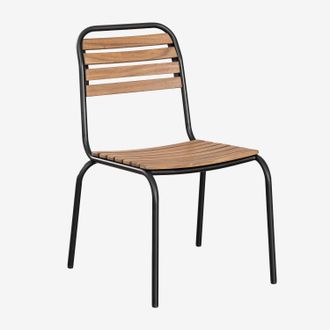 Sklum Sklum - Pack De 2 Sillas De Comedor Apilables En Acero Y Madera De Acacia Artus