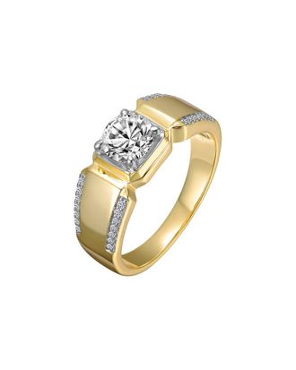 Rachel Glauber 14K Plated Cz Engagement Ring