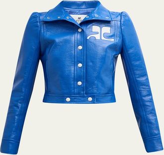 Courr&egrave;ges Textured Vinyl Crop Jacket