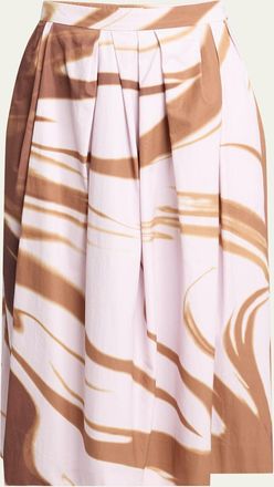 Dries Van Noten Soni Printed Long Pleated Skirt