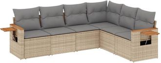 vidaXL Vidaxl - Juego De Sof&aacute;s Jard&iacute;n Con Cojines 6 Pzas Rat&aacute;n Sint&eacute;tico Beige