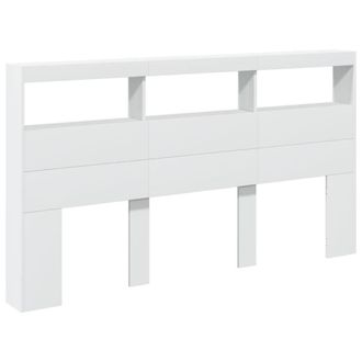 Berkfield Home Headboard Cabinet with LED White 180x17x102 cm | Size: 180 x 17 x 102 cm