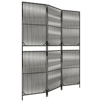 Berkfield Home Room Divider 3 Panels Grey Poly Rattan