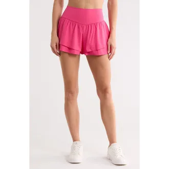 Yogalicious Lightstreme Flirty 2-in-1 Active Shorts in Raspberry Sorbet at Nordstrom Rack, Size X-Large