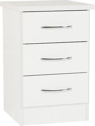 Seconique NEVADA 3 DRAWER BEDSIDE - WHITE GLOSS - SECONIQUE | TJ Hughes