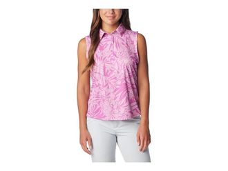 Columbia Super Tidal Teetm SL Polo Womens Clothing Bright Lavender Tropictones : XS, Polyester