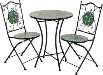 Wanderlust Deco Conjunto mesa y 2 sillas de forja y mosaico