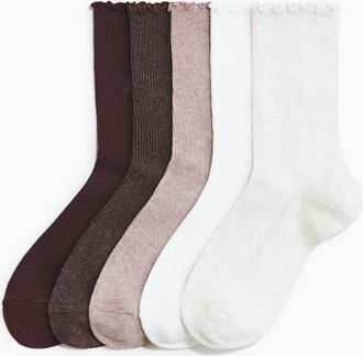 H&M 5er-Pack Gerippte Socken - White