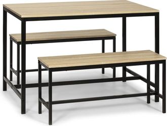 HOMN Conjunto mesa y 2 bancos, comedor o cocina, mesa 110 x 70 x 75 cm