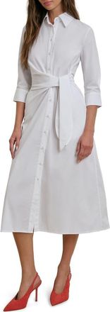 Favorite Daughter The Well Mannered Tie Waist Shirtdress in White at Nordstrom, Size X-Small