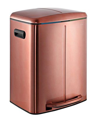 Happimess Rose Gold Marco Rectangular 10.5Gal Double Bucket Trash Can With Soft-Close Lid