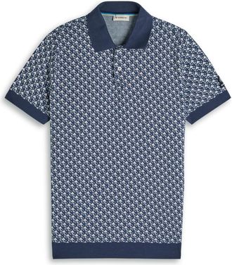 Sandbanks Sandbanks Monogram-intarsia Cotton-knit Polo Shirt - Navy - S
