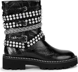 Kurt Geiger Womens Leather Multi Strap Flat Boots - Black - Size UK 3