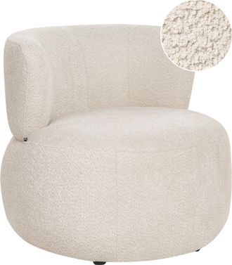 Beliani Sill&oacute;n Tapizado En Chenilla Con Respaldo Curvo Asiento Moderno Escandinavo Beige Claro Volda