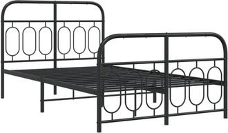 vidaXL Metal Bed Frame without Mattress with Footboard Black 120x200cm Vidaxl