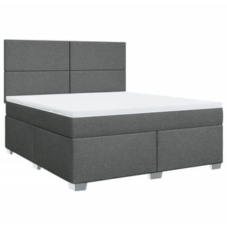vidaXL Cama Box Spring Con Colch&oacute;n Tela Gris Oscuro 180x200 Cm Vidaxl