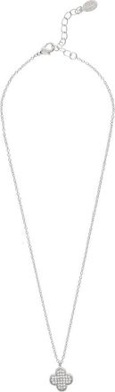 Rivka Friedman Pav&eacute; Cubic Zirconia Clover Pendant Necklace in 18K White Gold Clad at Nordstrom Rack