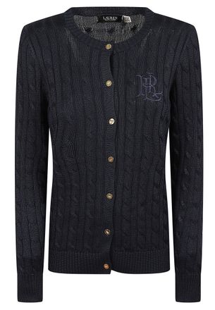 Ralph Lauren Navy Blue Cable-Knit Cotton-Blend Cardigan