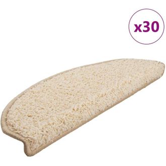 vidaXL Vidaxl - Alfombrillas Para Escaleras 30 Unidades 65x21x4 Cm Crema Semicircular Grande