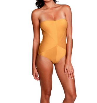 Sauipe Swimwear Hannah Bandeau One Piece Swimsuit With Removable Straps In Gold