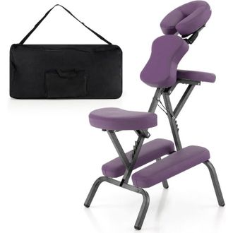Costway Costway Silla De Masaje Plegable Altura Ajustable, Sill&oacute;n De Tatuajepara Est&eacute;tica Spa, Terapia Port&aacute;til (morado)