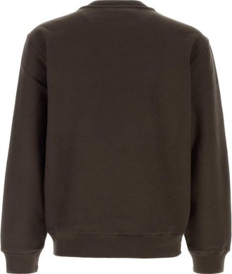 Burberry Mens Embroidered Logo Cotton Blend Sweatshirt Brown Polyester Sweater