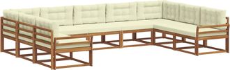 vidaXL Conjunto De Sof&aacute;s De Exterior 9 Uds. Natural Y Crema Vidaxl