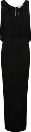 Saint Laurent Geklede Jersey Avondjurk - Dames - Avondkleed - Zwart - S - Kleedjes