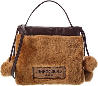 Jimmy Choo London Drawstring Shearling & Leather Pouch
