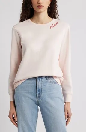 Caslon Ciao Embroidered Sweatshirt in Pink Fresco Red Ciao at Nordstrom Rack, Size Xx-Small