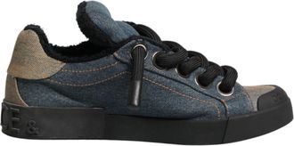Dolce & Gabbana Multicolor Color Block Denim Low Top Sneakers Mens Shoes