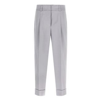 PESERICO Fluid Viscose and Wool Satin Trousers