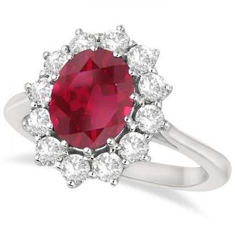 Allurez Oval Gemstone & Diamond Accented Ring in 14k 3.60ct in Ruby/white Gold at Nordstrom, Size 8.5