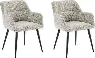 Vente-Unique Vente-unique - Sedia Con Braccioli In Tessuto Tweed E Metallo Nero Panna - Lotto Di 2 - Heka