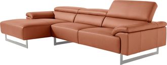 Egoitaliano Ecksofa »Malika, edel und bequem, Designsofa mit hochwertigen Bezügen, L-Form« mit Recamiere, inkl. Kopfteilverstellung und chromfarbenen Metallfüssen
