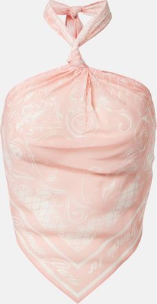 Balmain Printed halterneck silk top