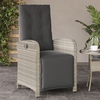 vidaXL Sill&oacute;n Reclinable De Jard&iacute;n Con Reposapi&eacute;s Rat&aacute;n Pe Gris Claro Vidaxl