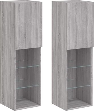 vidaXL Vidaxl - Muebles De Tv Con Luces Led 2 Uds Gris Sonoma 30,5x30x102 Cm