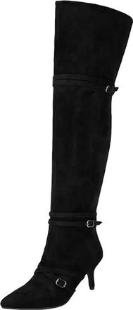Generic Womens Sexy Over The Knee Boots Pointed Toe Med Thin Heel With Convertible Fold Over Shaft And Pleated Detail