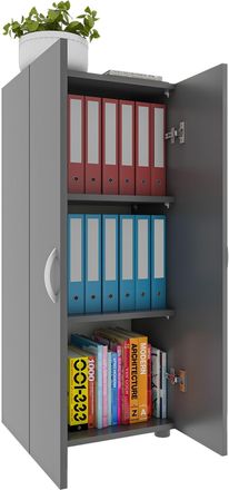 ebuy24 Armario De Oficina Vcm Con 3 Compartimentos Armario De Archivo Moderno Con Puertas Giratorias Dimensiones Aprox. Al. 108 X An. 49 X T. 34 Cm - Ulas 3 